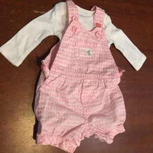👶🏻carters newborn pink overall outfit never worn